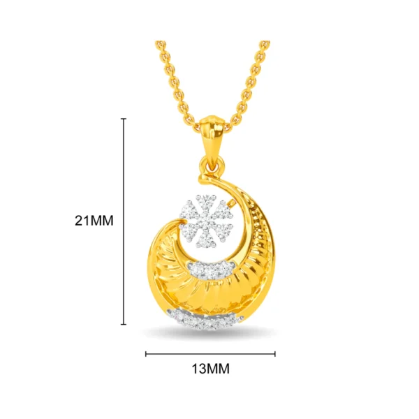 Gold Lab Diamond Moon Flower Pendant - Image 2