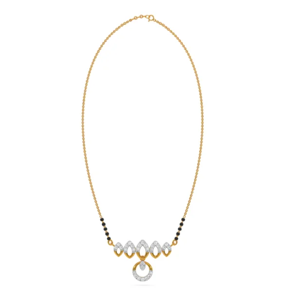 Gold Diamond Petal Drop Mangalsutra- Elegance in Motion - Image 5