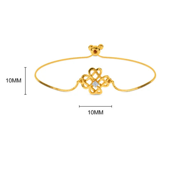 Gold Interwind Heart Solitaire Lab Grown Diamond Bracelet - Image 3