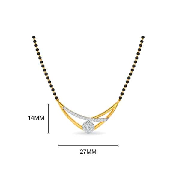 Buy Gold Curves Diamond Cluster Mangalsutra - Image 6