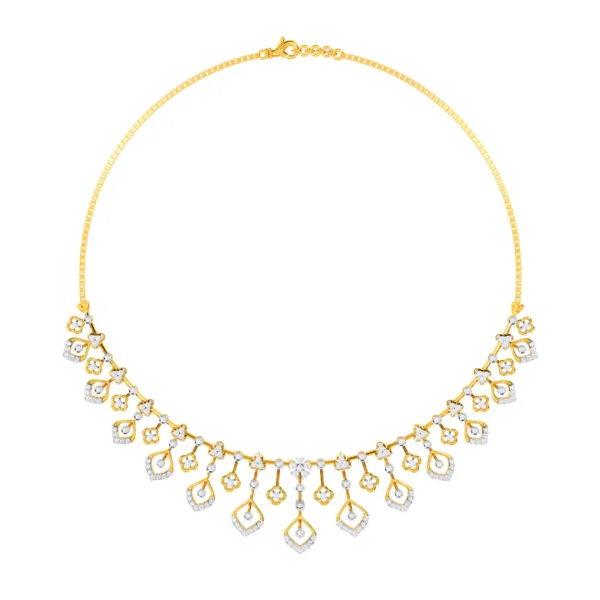 Serene Blossom Graceful Flower Design Lab Diamond Necklace