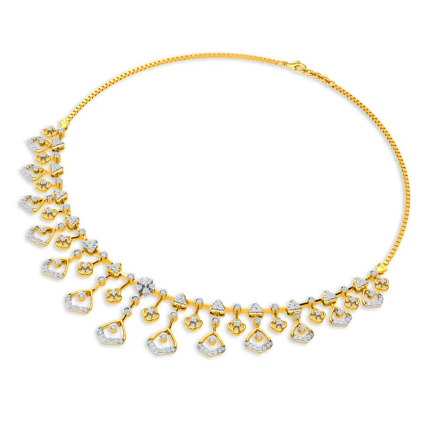Serene Blossom Graceful Flower Design Lab Diamond Necklace - Image 3
