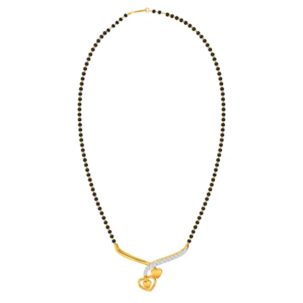 Radiant Gold Heart Shape Mangalsutra with Diamond Accent - Image 3