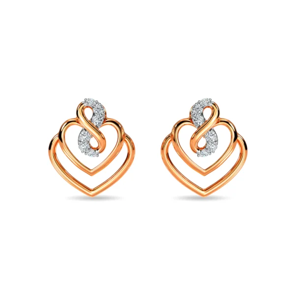Heart-Shaped Lab Diamond Gold Stud Earrings - Image 5
