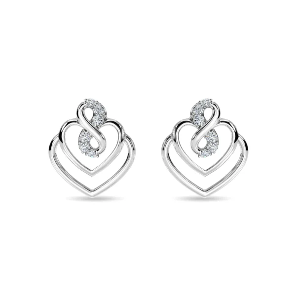 Heart-Shaped Lab Diamond Gold Stud Earrings - Image 6