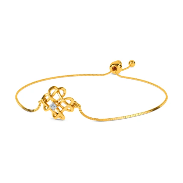 Gold Interwind Heart Solitaire Lab Grown Diamond Bracelet - Image 4