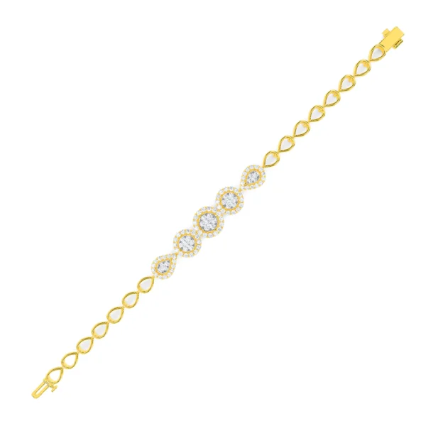 Sparkling Lab Grown Diamond Flower Bracelet in Lustrous Gold - Image 5