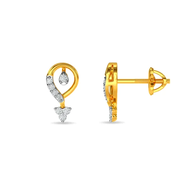 Contemporary Diamond Stud Earrings 14KT Gold - Image 4