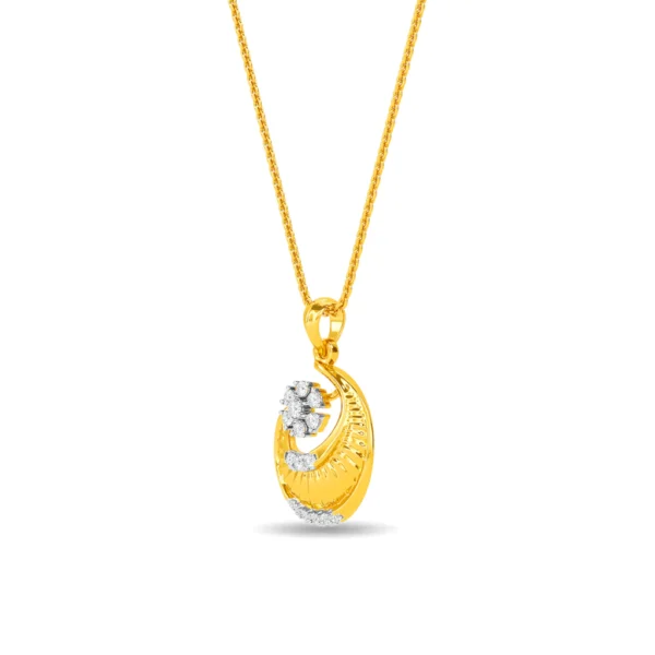 Gold Lab Diamond Moon Flower Pendant - Image 3
