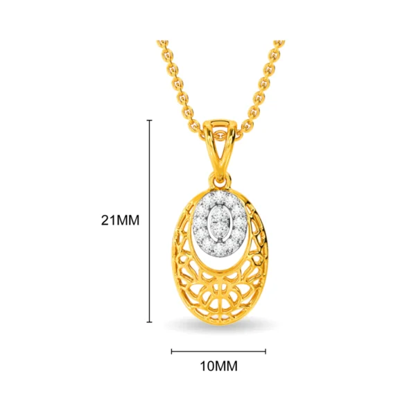 Oval Shape Gold Lab Diamonds Designer Pendant For Female - Image 2