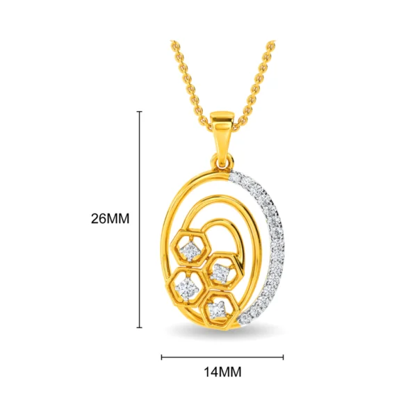 14KT Gold Diamond Oval Shape Pendant - Image 4