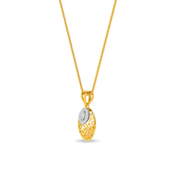 Oval Shape Gold Lab Diamonds Designer Pendant For Female - Image 3