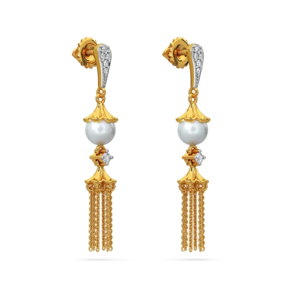 Lab Diamonds Graceful Essence Pearl Chain Drop Earrings - Image 3