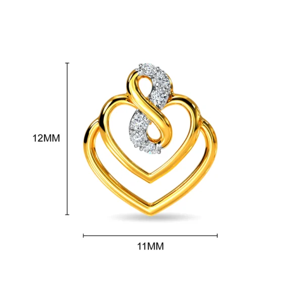 Heart-Shaped Lab Diamond Gold Stud Earrings - Image 4