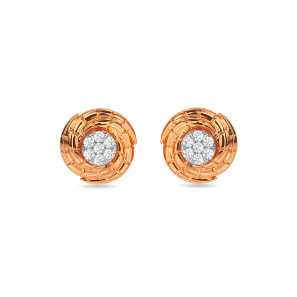 14KT Gold Round Brilliant Cut Lab Diamond Stud Earrings - Image 4