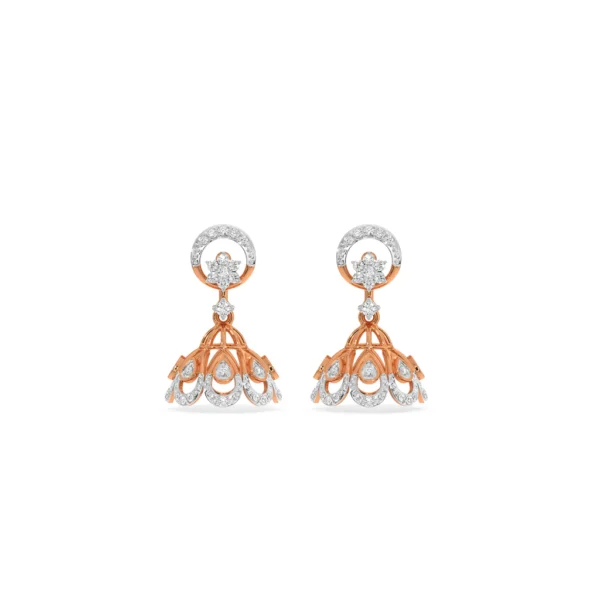 Regal Fusion Gold Lab Diamond Chandbali Jhumka Earrings - Image 5
