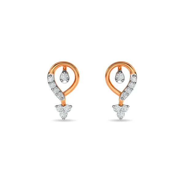 Contemporary Diamond Stud Earrings 14KT Gold - Image 5