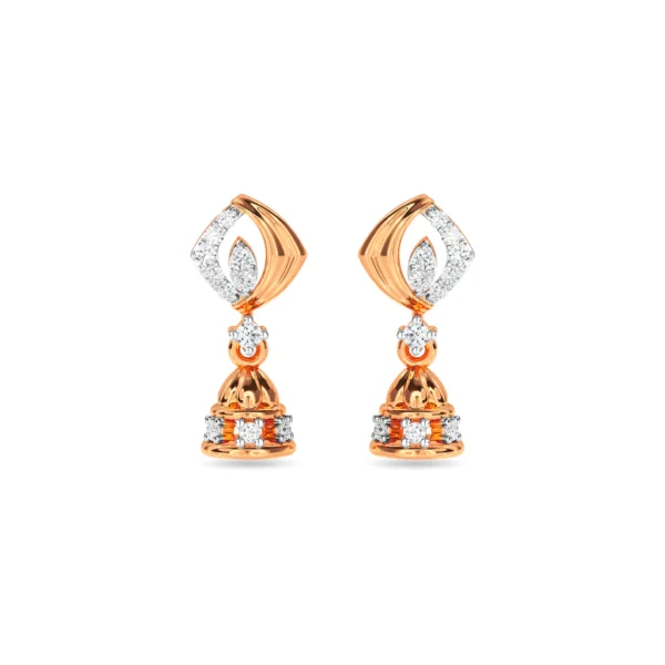 14KT Yellow Gold Dangle Lab Diamond Earrings - Image 4