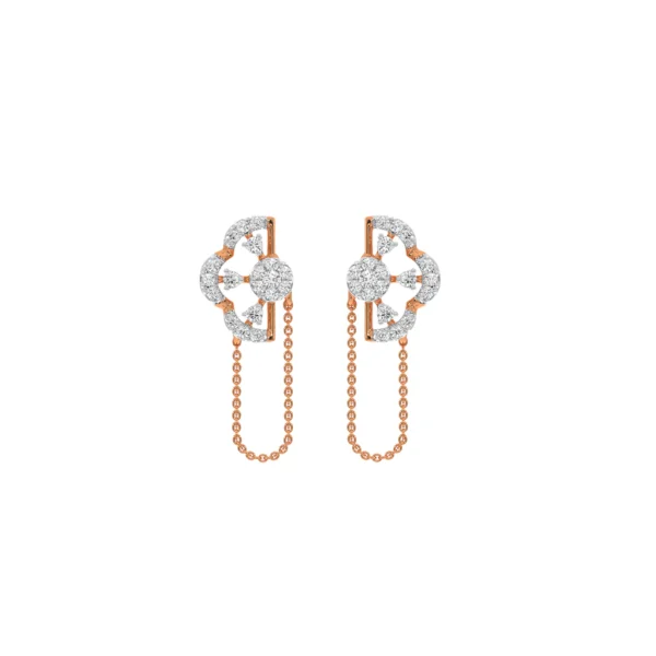 Gold Lab Diamond Chain Drop Chandelier Earrings - Image 5