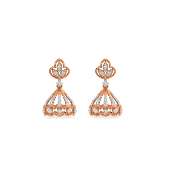 Opulent Charisma: Gold Diamond Jhumka Earrings - Image 5