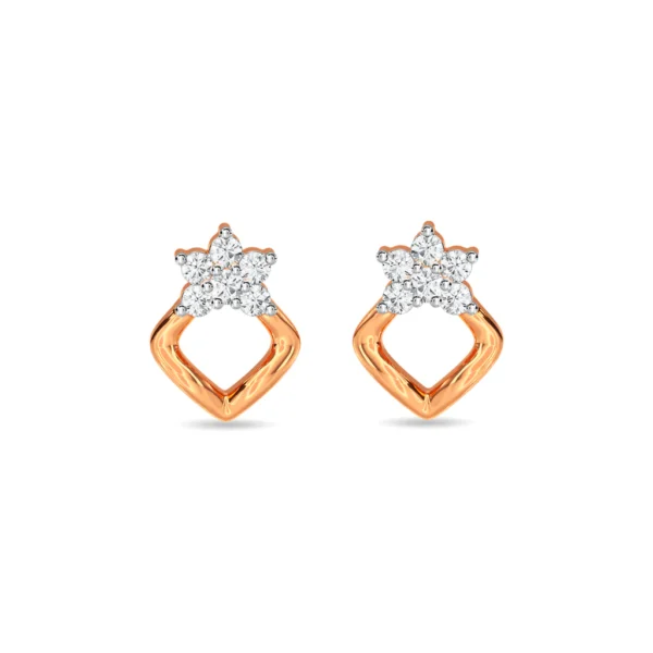 14KT Gold Lab Diamond Star Stud Earrings - Image 3