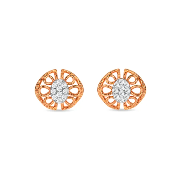 Gilded Blossoms Lab Diamond Studded Gold Floral Earrings - Image 5