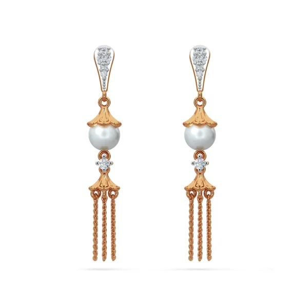 Lab Diamonds Graceful Essence Pearl Chain Drop Earrings - Image 5