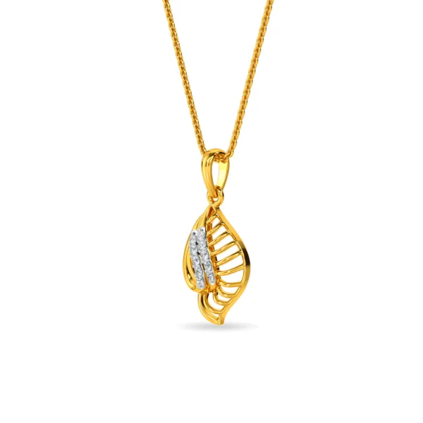 Oceanic Opulence Gold Lab Diamond Shankh Pendant - Image 2