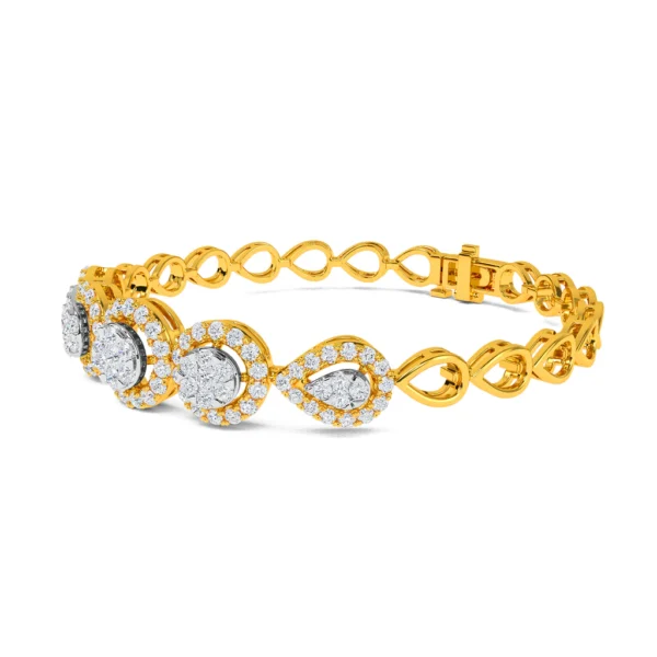 Sparkling Lab Grown Diamond Flower Bracelet in Lustrous Gold - Image 6
