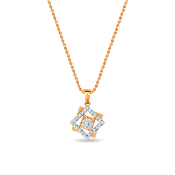 Square Diamond Pendant in Yellow Gold - Image 4