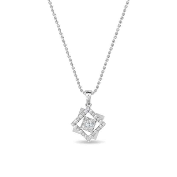 Square Diamond Pendant in Yellow Gold - Image 5