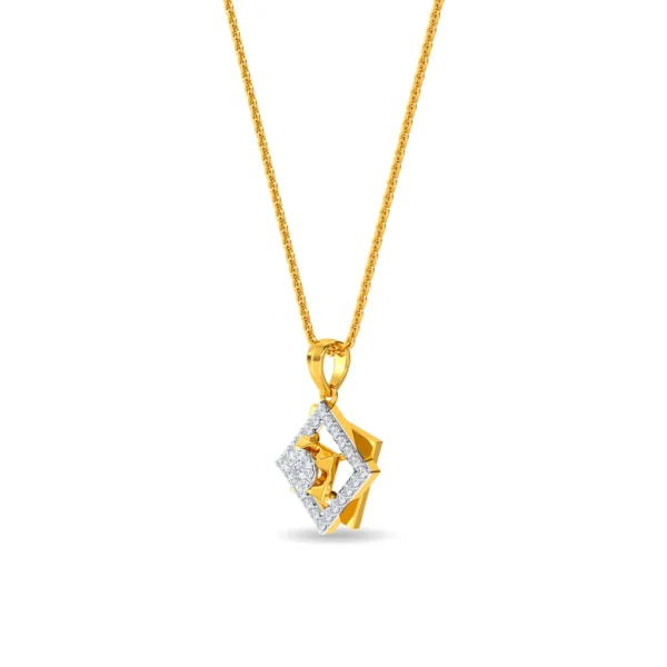 Square Diamond Pendant in Yellow Gold - Image 3