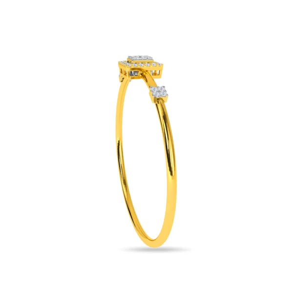 Exquisite Yellow Gold Princess Cut Diamond Bangle Bracelet - Image 3