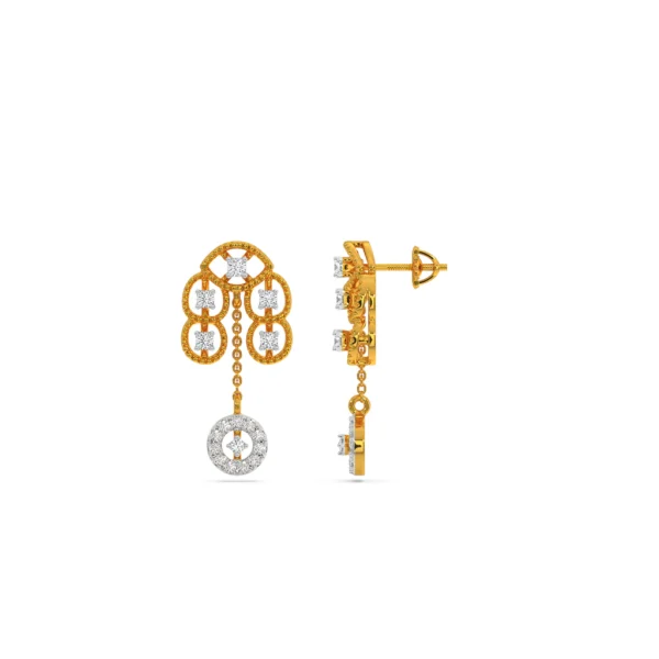 Radiant Gold Lab Diamond Statement Chandelier Earrings for Women - Image 3