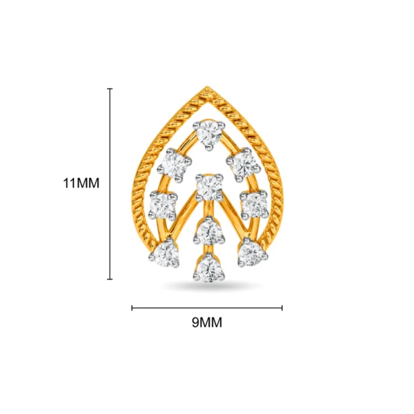 Floral Teardrop Gold Lab Diamond Stud Earrings - Image 3