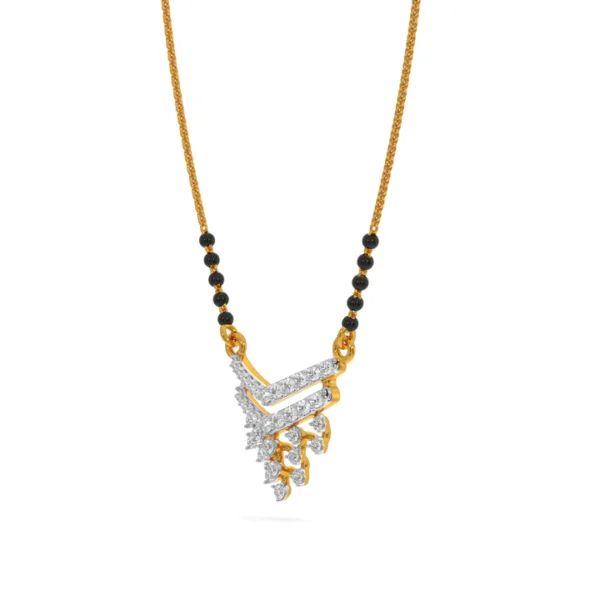 Gold Diamond Inverted Triangle Shape Mangalsutra - Image 5