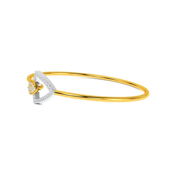 Triangular Charm Gold Lab Grown Diamond Bangle Bracelet - Image 3