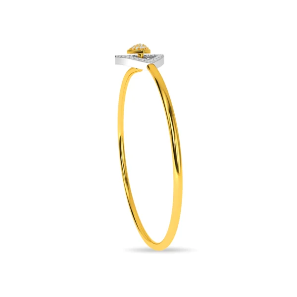 Triangular Charm Gold Lab Grown Diamond Bangle Bracelet - Image 4