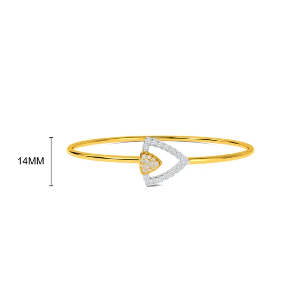Triangular Charm Gold Lab Grown Diamond Bangle Bracelet - Image 5