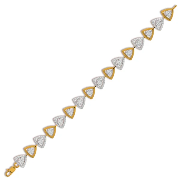 Gleaming Triangular Shaped Links Gold Lab Diamond Bracelet - Image 3