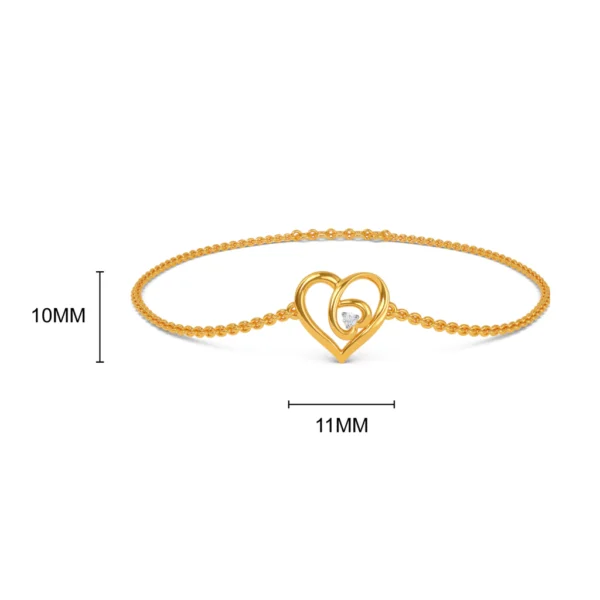 Solitaire Lab Diamond Bracelet With Two Golden Hearts - Image 5