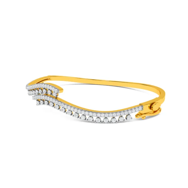 Intricate Gold Lab Grown Diamond Wave Pattern Bracelet - Image 2