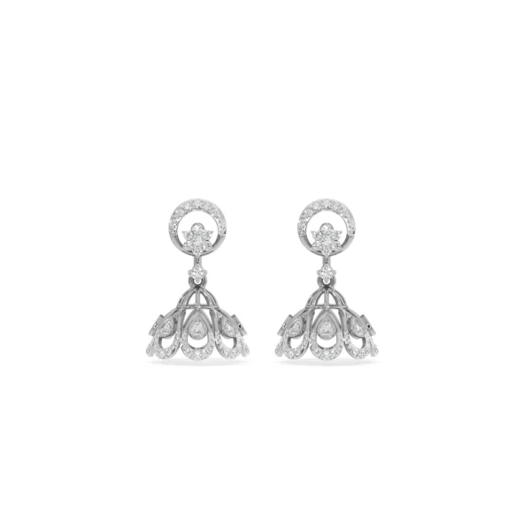 Regal Fusion Gold Lab Diamond Chandbali Jhumka Earrings - Image 6