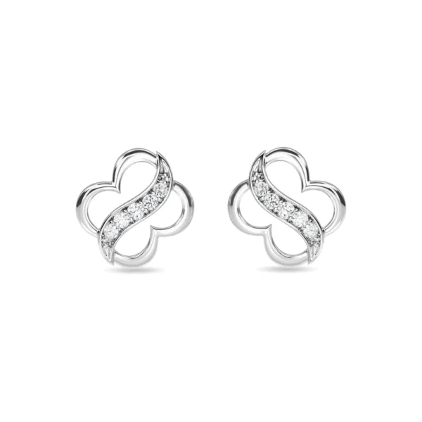 Gold Lab Diamonds Four Leaf Clover Shaped Stud Earrings - Image 5