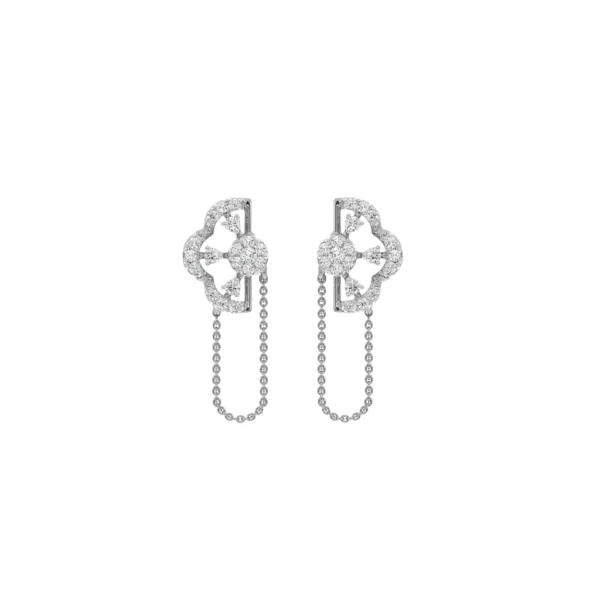 Gold Lab Diamond Chain Drop Chandelier Earrings - Image 6