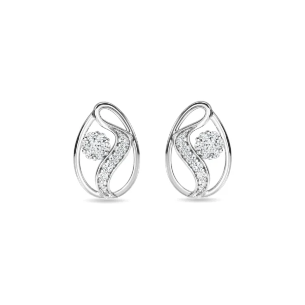 Radiant Gold Lab Diamond Cluster Stud Earrings - Image 4