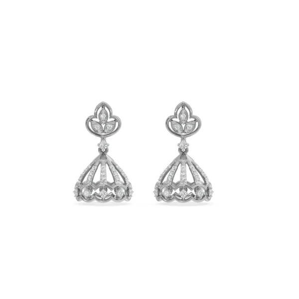 Opulent Charisma: Gold Diamond Jhumka Earrings - Image 6