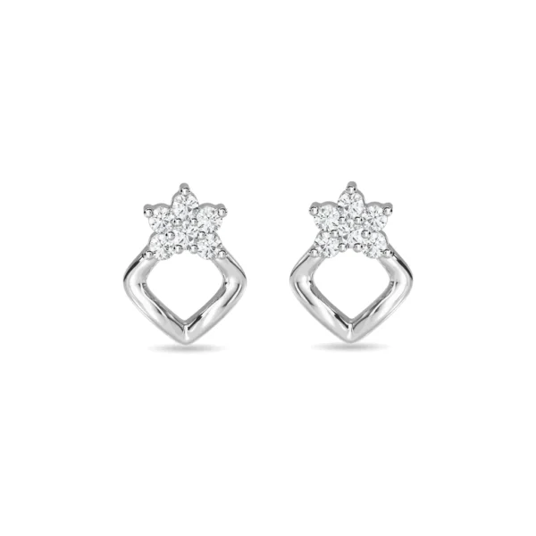 14KT Gold Lab Diamond Star Stud Earrings - Image 5