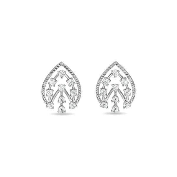 Floral Teardrop Gold Lab Diamond Stud Earrings - Image 5