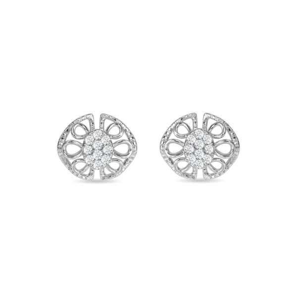 Gilded Blossoms Lab Diamond Studded Gold Floral Earrings - Image 6